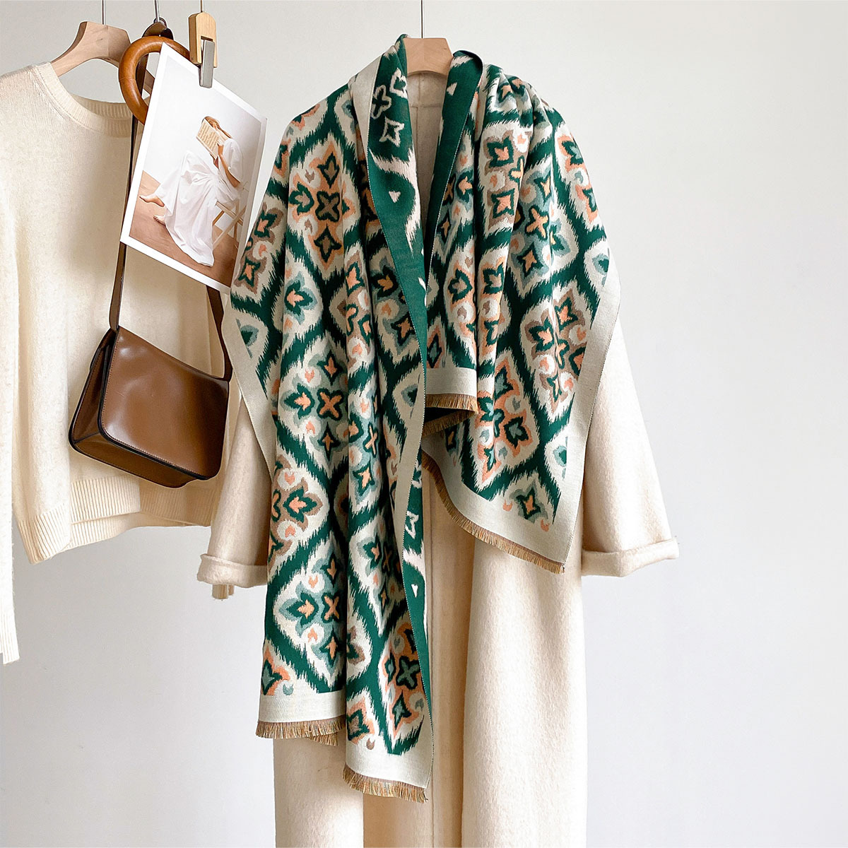 Woven Scarf Blanket - Dames Reversibele Imitatie Kasjmier Sjaal Winter