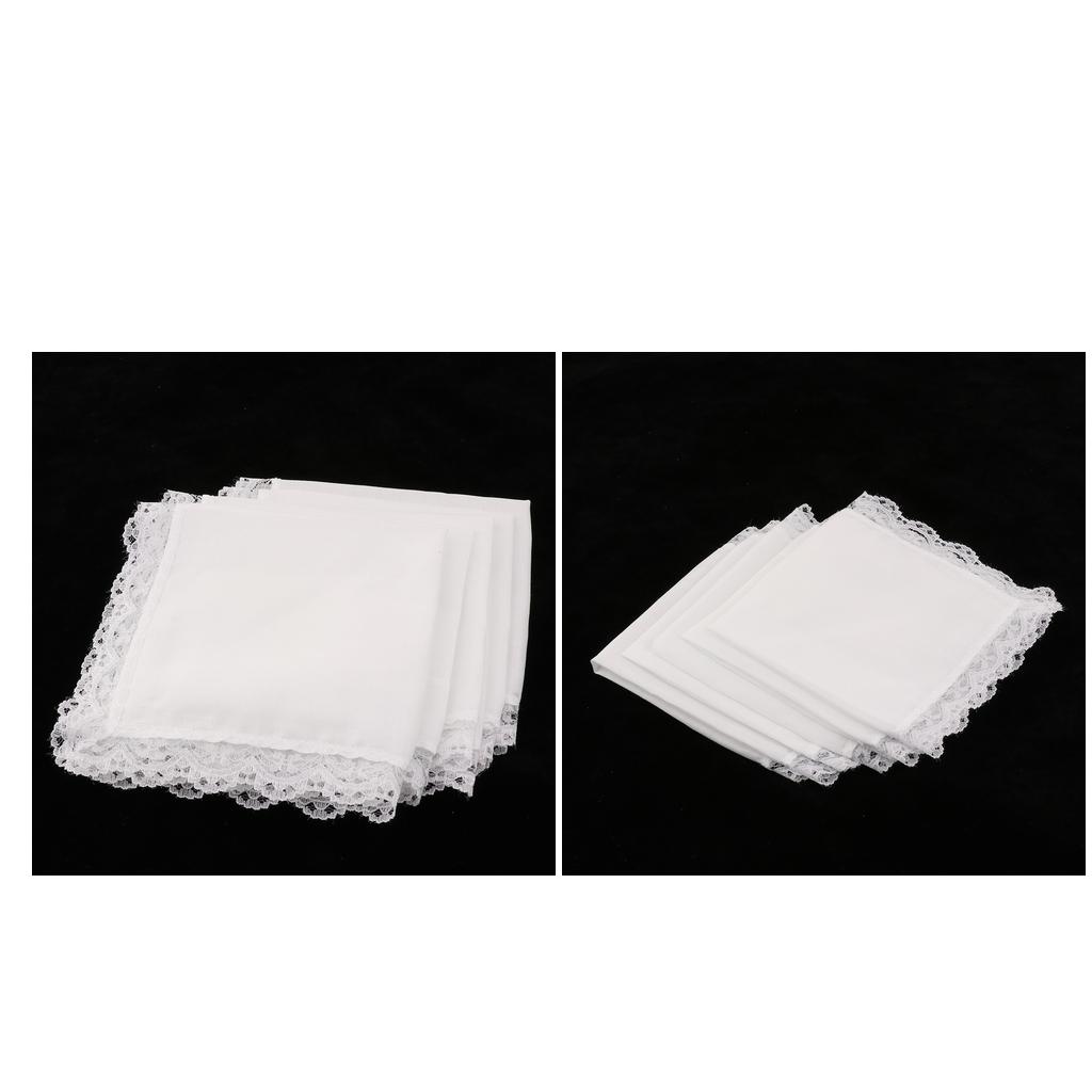 Handkerchief Cotton Men - Wit katoenen zakdoekje met vintage kant,