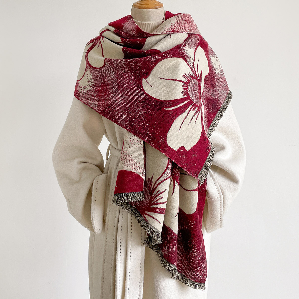 Pashmina Wrap Large - Dames Imitatie Kasjmier Sjaal met Franjes